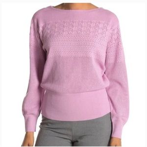 NWT Club Monaco Boatneck Mixed Stitch Mauve Sweater Sz XS